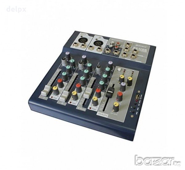 Миксер/пулт 4 канален с 2 микрофонни и моно входа F4-USB, снимка 1