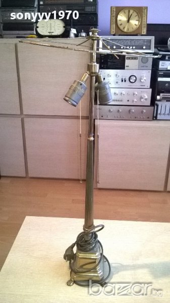 Масивна ретро лампа за две крушки-месинг 80х35см-внос швеицария, снимка 1