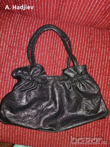 черна кожена чанта, снимка 1