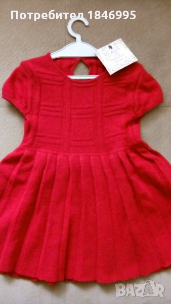 Червена вълнена рокля,нова,18месеца, снимка 1