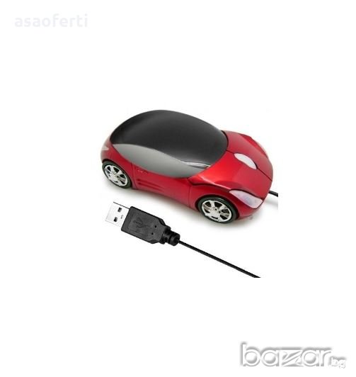 USB Мишка за компютър под формата на кола-червена, снимка 1
