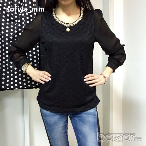 Дамска Блуза с дантела, снимка 1 - Блузи с дълъг ръкав и пуловери - 9985473