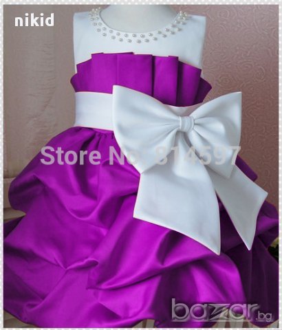 детска официална обемна рокля в лилаво тип балон набрана пола, снимка 1 - Детски рокли и поли - 14862123