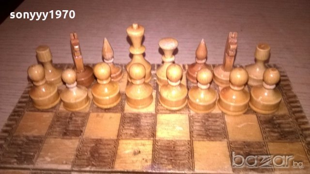 стар шах 17х17см-дървен, снимка 10 - Колекции - 19547537
