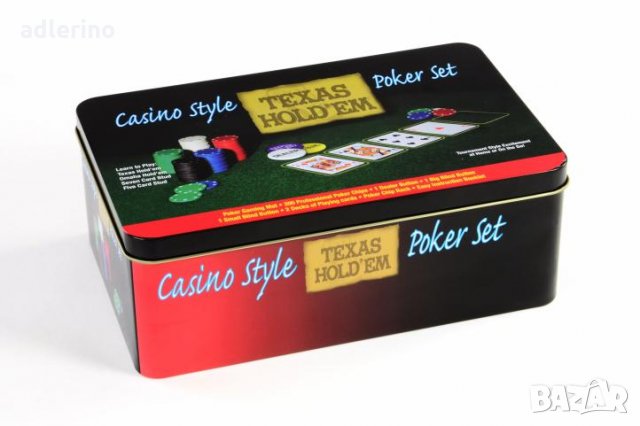 Покер сет в желязна кутия, подаръчен покер комплект, 200 чипа, снимка 1