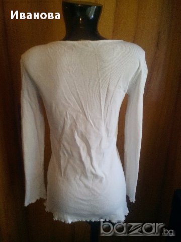 Бяла блуза Трико Л, снимка 3 - Блузи с дълъг ръкав и пуловери - 14449418