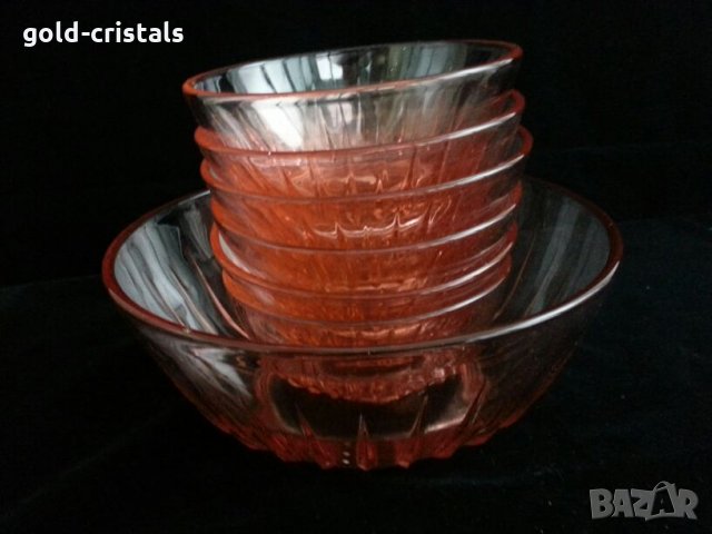 Стари стъклени купички розово стъкло, снимка 3 - Сервизи - 24077757