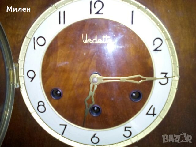 Стар немски часовник Vedete работещ четири четвърти, снимка 2 - Антикварни и старинни предмети - 21596817