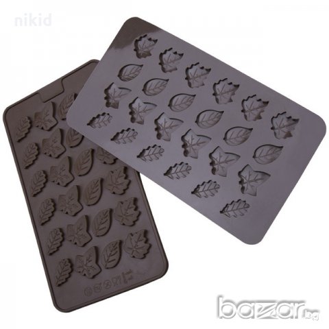 4 вида листа листо имел бръшлян роза есенно силиконов молд форма декорация торта фондан шоколад, снимка 2 - Форми - 20355128