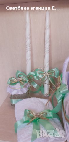Комплект за Кръщене в цвят мента+канап, снимка 2 - Други - 25624352