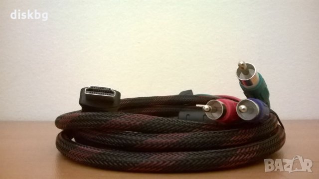 Нов кабел от HDMI към 3RCA - видео кабели, снимка 1 - Кабели и адаптери - 22173540