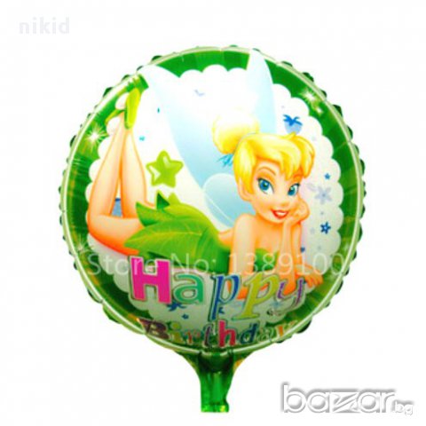 tinkerbell зън зън феи фея кръгъл балон фолио фолиев хелий или въздух парти рожден ден, снимка 1 - Други - 15176029