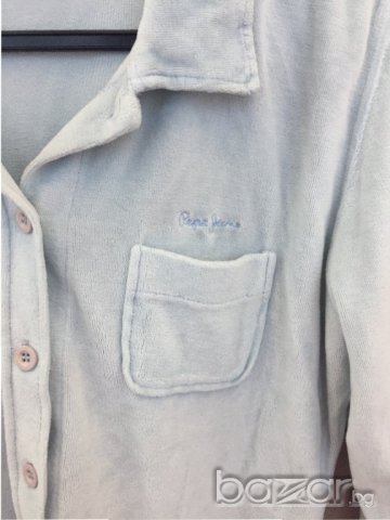 Дамска риза PEPE JEANS London оригинал, size S/M, 100%памук, плюшена, св.синя, много запазена, снимка 3 - Ризи - 17755861