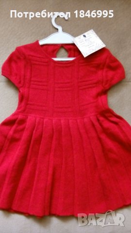 Червена вълнена рокля,нова,18месеца, снимка 1
