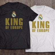 За фенове! Уникални тениски REAL MADRID KING OF EUROPE! Поръчай модел по твой дизайн!, снимка 1 - Тениски - 14805718