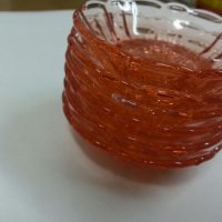 Стъклени чинии чинийки розово стъкло, снимка 4 - Антикварни и старинни предмети - 25176553