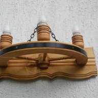Стенни лампи тип колело на каруца с ръчно изработени дървени чашки!, снимка 3 - Лампи за стена - 15893531