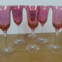Сервиз чаши за вино цветно стъкло, снимка 5 - Антикварни и старинни предмети - 22450614