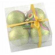 Комплект цветни коледни топки за окачване на елха, декорирани с брокат. , снимка 2 - Коледни подаръци - 16204930