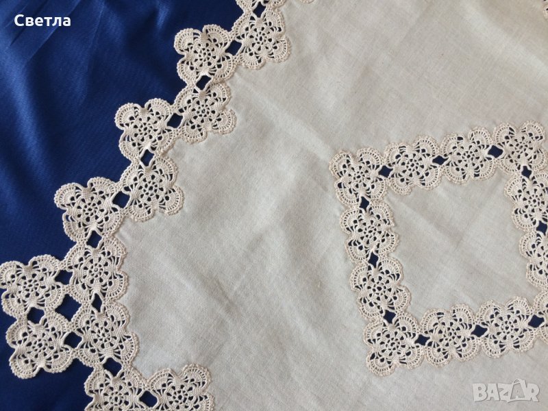 Ленена монтирана покривка и 6 салфетки, снимка 1