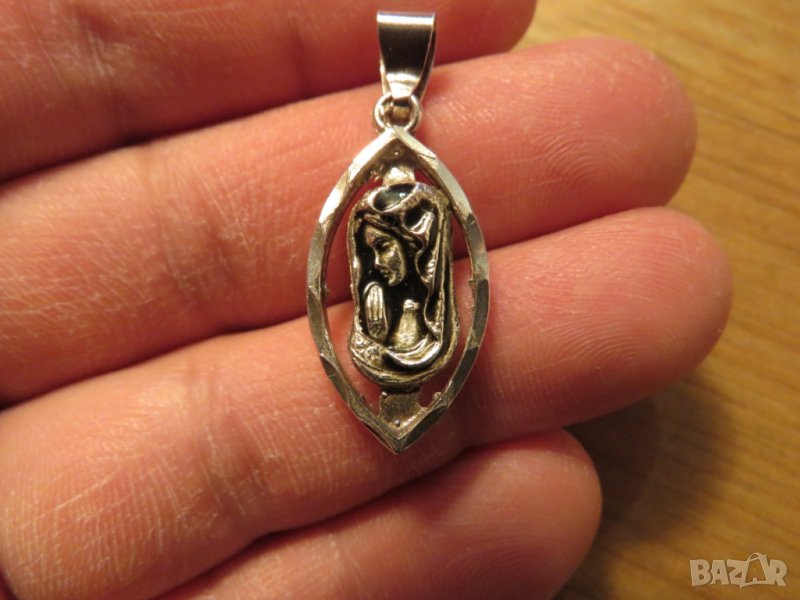 сребърен медальон Молещата се Мадона и среб. синджир -притежавайте тази висулка и бъдете сребро, снимка 1