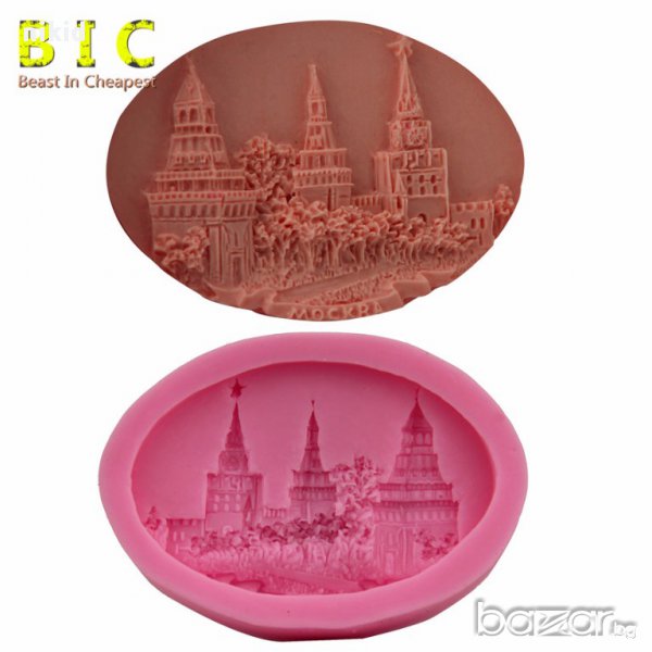замък град картина в рамка силиконов молд форма украса декор торта фондан шоколад, снимка 1