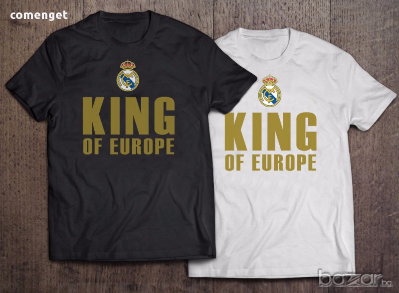 За фенове! Уникални тениски REAL MADRID KING OF EUROPE! Поръчай модел по твой дизайн!, снимка 1