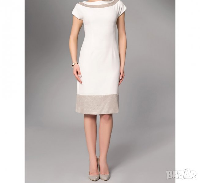 Рокля в екрю и беж марка La`Aurora - EU 36, снимка 1