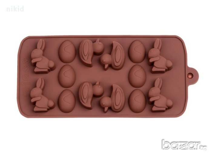 великденски яйца яйце заек и пате силиконов молд форма релефни за бонбони шоколад украса и др., снимка 1