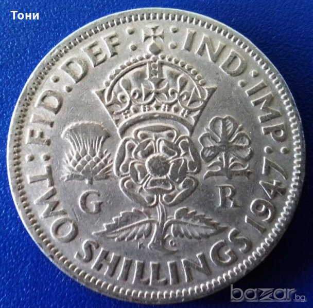 Монета Великобритания - 2 Шилинга 1947 г. Крал Джордж VI, снимка 1