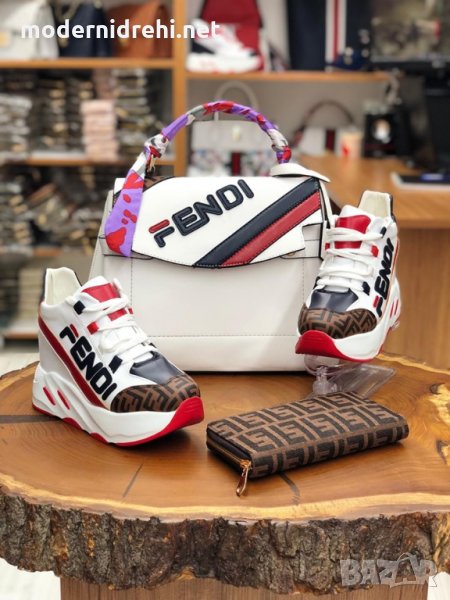 Дамски комплект чанта портфейл и спортни обувки Fendi код 41, снимка 1