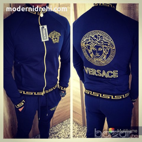 Мъжки спортен екип versace тъмно син, снимка 1 - Спортни дрехи, екипи - 21369328