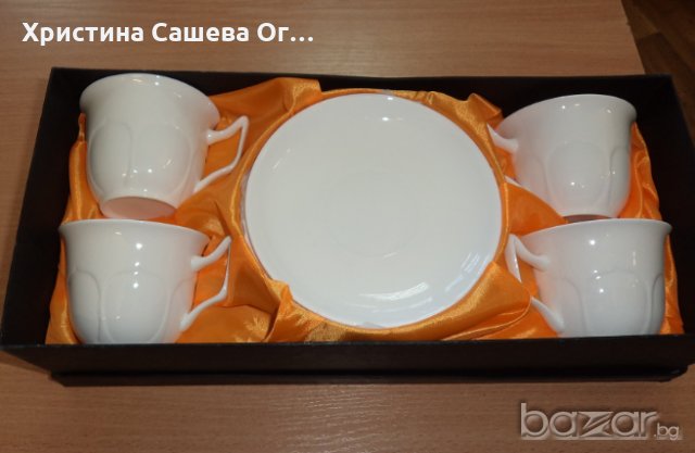 Изящни, бели чаши с чинийки от фин костен порцелан. в Други стоки за дома в  гр. Нови пазар - ID20549751 — Bazar.bg