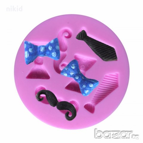 Папионка вратовръзка мустак силиконов молд форма декорация украса фондан торта мъфини и др