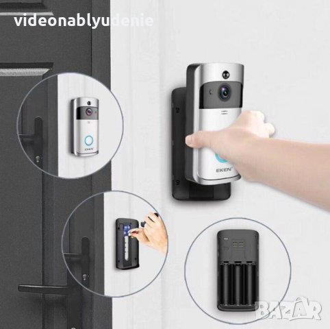 HD 1MP Умен Видеодомофон Звънец Интерком Смартфон Контрол Wi-Fi Връзка Сензор Детекция Движение 160°, снимка 3 - Комплекти за видеонаблюдение - 25810765