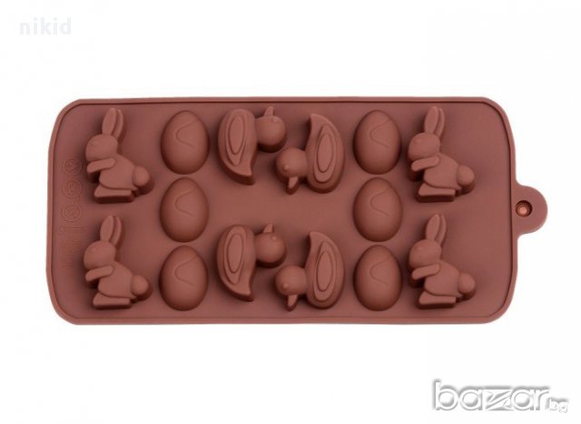 великденски яйца яйце заек и пате силиконов молд форма релефни за бонбони шоколад украса и др., снимка 1 - Форми - 17213133