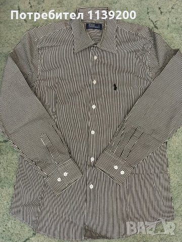 Polo Ralph Lauren USA М мъжка официална риза оригинал черно и бяло райе, снимка 10 - Ризи - 20866232