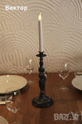 ЛЕД свещник, рустик дизайн 49 см, снимка 6 - Декорация за дома - 23223941