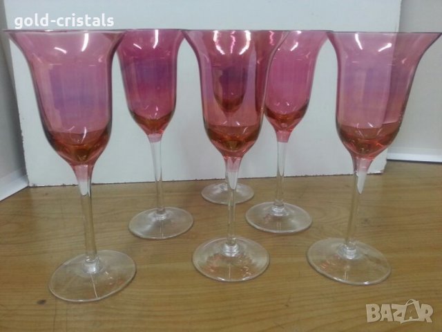 Сервиз чаши за вино цветно стъкло, снимка 5 - Антикварни и старинни предмети - 22450614