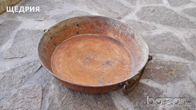 Стара кована медна бакърене тава, снимка 3 - Антикварни и старинни предмети - 20516182