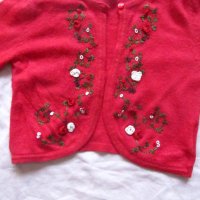 Червена жилетка/наметка за 3/4г, снимка 4 - Детски пуловери и жилетки - 22563598