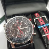 Rotary Aviator Chrono - Red / чисто нов часовник Ротари Авиатор - 2 бр. каишки / 100% оригинален, снимка 3 - Мъжки - 22835212