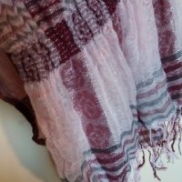 Дам.шал-/памук+полиестер/,цвят-св.розово+бордо+сиво. Закупен от Италия., снимка 4 - Шалове - 22962377