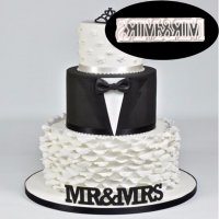 MR&MRS пластмасов резец форма с надпис за сватба сватбена бисквитки тесто фондан украса торта и др, снимка 1 - Форми - 19365906