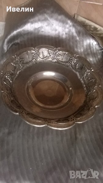 посребрена метална купа, фруктиера арт деко, снимка 1
