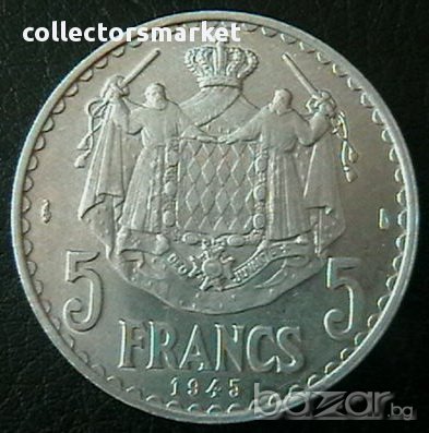 5 франка 1945, Монако, снимка 1