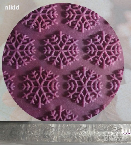 Снежинки Прозрачна релефна текстурна точилка за фондан украса торта сладки, снимка 1