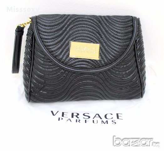 ПРОМО 🍊 VERSACE 🍊 Дамска кожена черна вечерна чанта нова с етикети, снимка 3 - Чанти - 19508749
