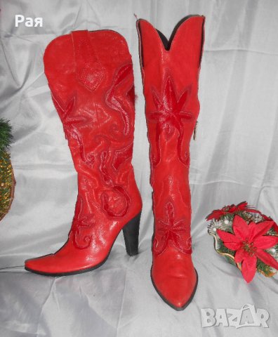Елегантни ботуши Fiorelli червени кожа и кожа  от пони , снимка 4 - Дамски ботуши - 23847697