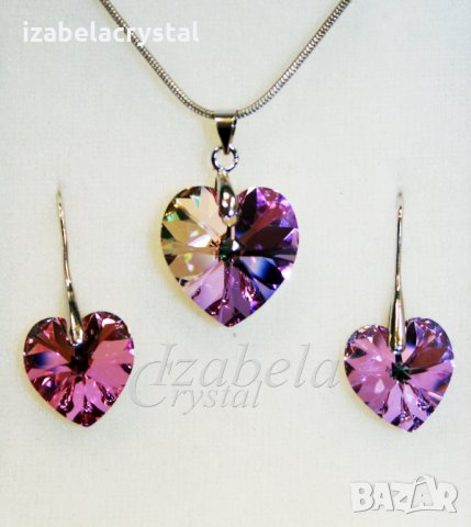 Комплект,Обеци,Колиета Сваровски "heart" SWAROVSKI® Всички цветове"сърце", снимка 7 - Бижутерийни комплекти - 24192726